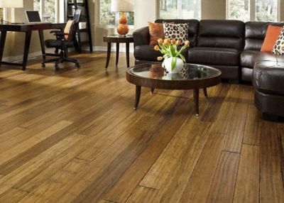Bamboo Flooring Honey Strand Distressed Wide Plank Click Solid